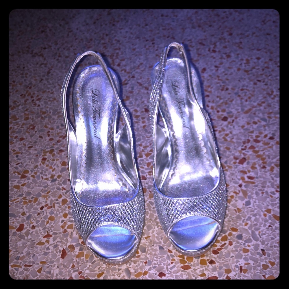sparkly silver heels